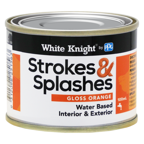 White Knight Orange Strokes and Splashes Paint 100ml Water Based Quick Dry - SuperSaverAU - view 1
