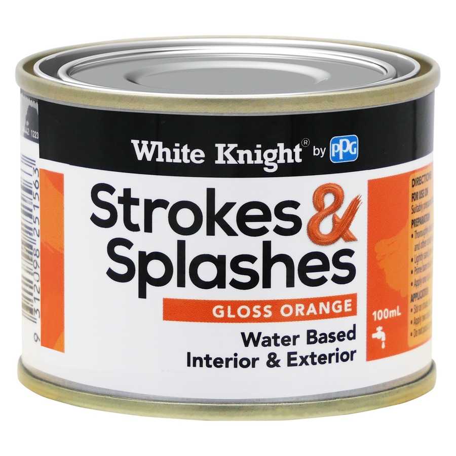 White Knight Orange Strokes and Splashes Paint 100ml Water Based Quick Dry - SuperSaverAU - view 1
