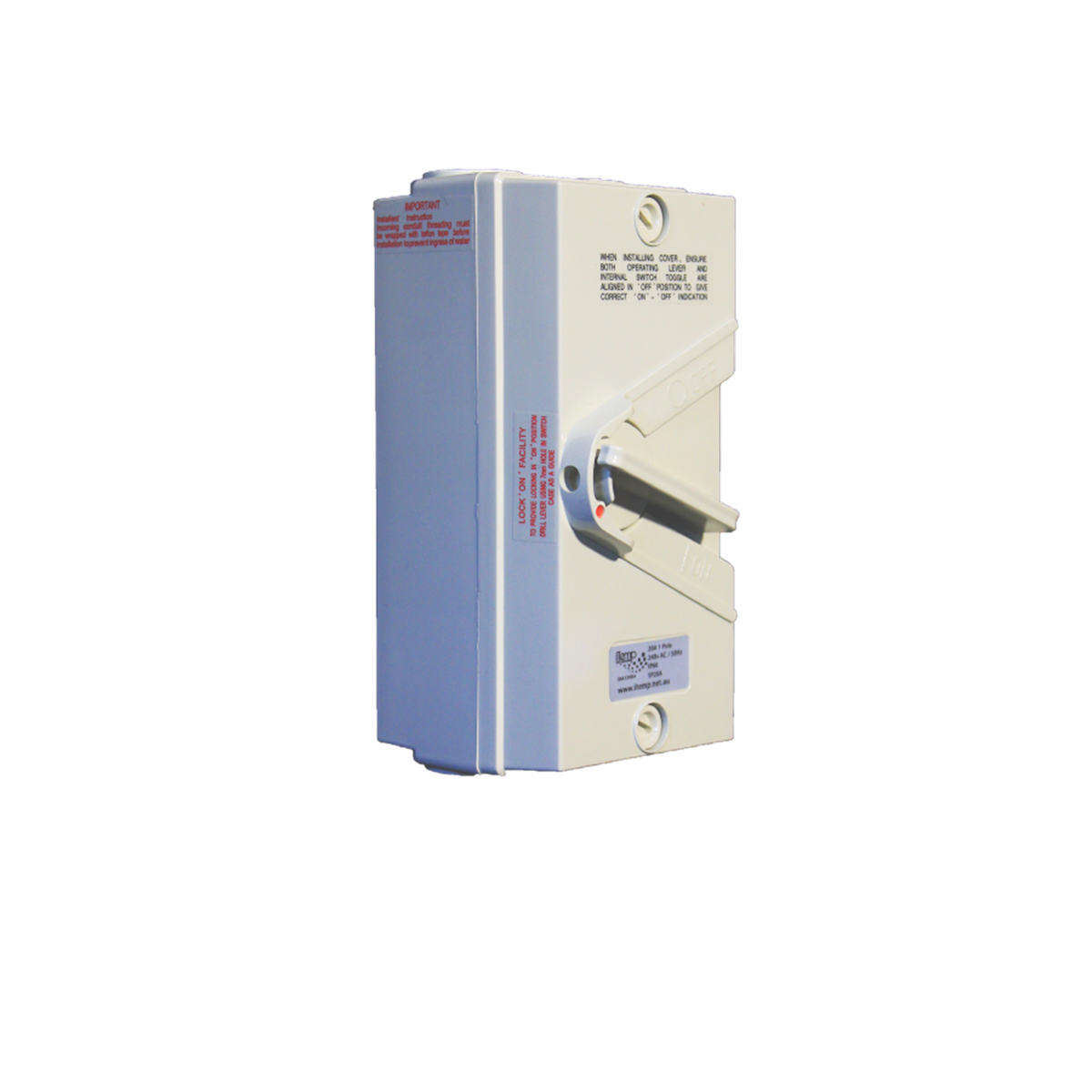 Itemp 20A 250V Weatherproof Single Pole Isolator - Beige - IP66 - 75mm x 150mm x 70mm - SuperSaverAU - view 2