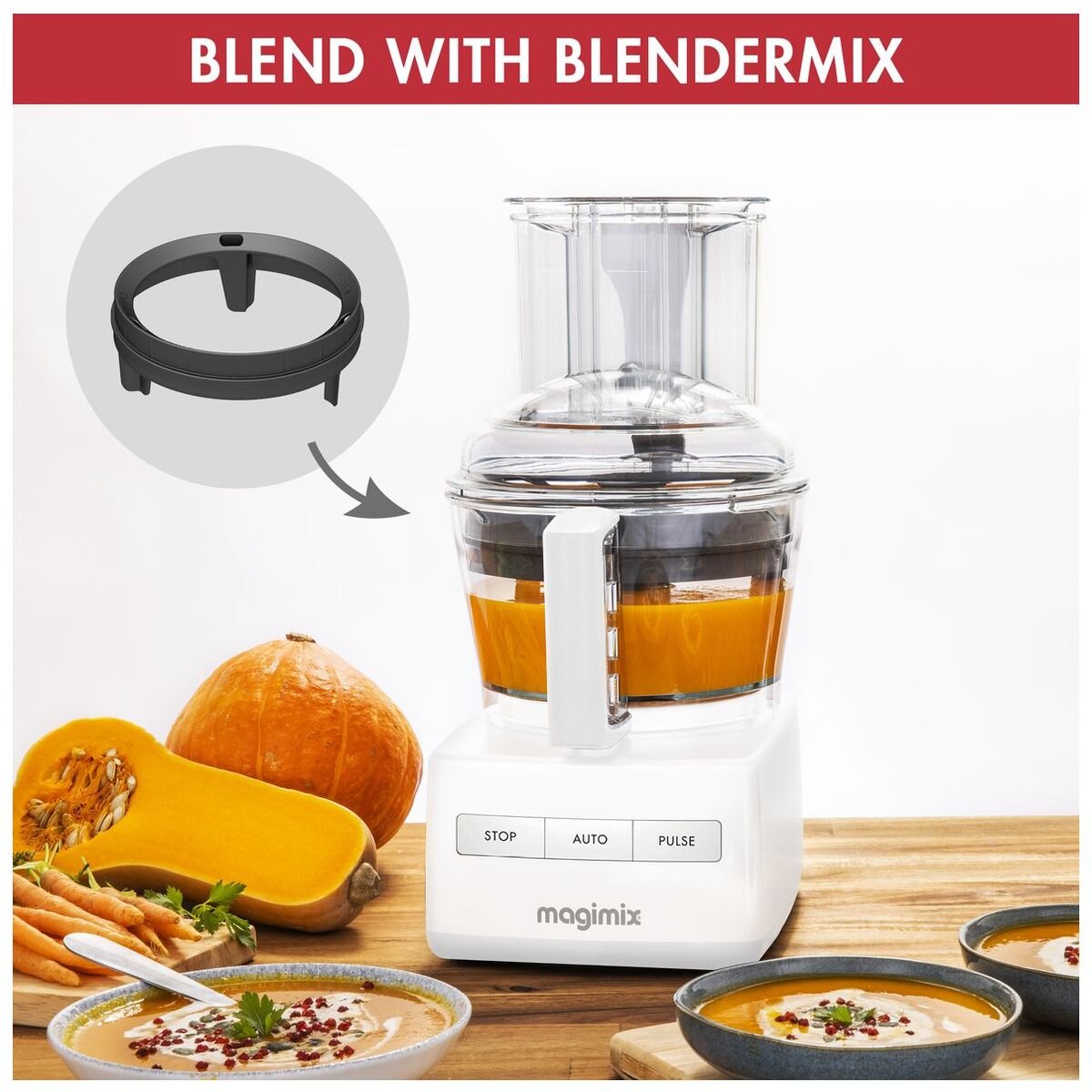 Magimix 4200XL food processor - white, 950W, three bowls, six-in-one functions - 18470AU