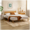 Zinus Double Bamboo Bed Frame - Natural Bamboo, Powder-Coated Steel, Curved Pipe Headboard - AU-FPWNH9ZC-08D