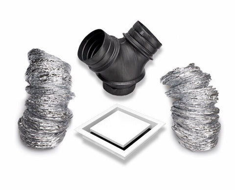 Schweigen 2 Room Ducting Kit - White Recessed Diffuser, 150mm Flexi-Ducting - DVK600