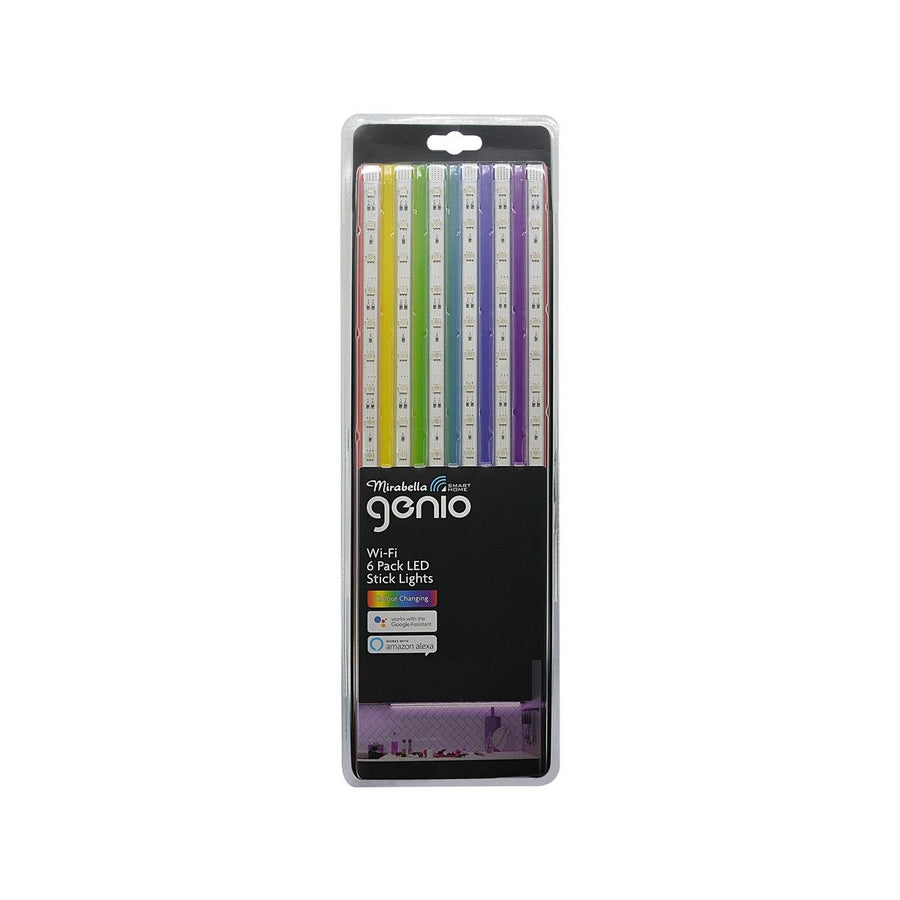 Mirabella Genio Wi-Fi Smart Stick Lights 6 Pack - 40cm - Colour Changing - Linkable - SuperSaverAU - view 1