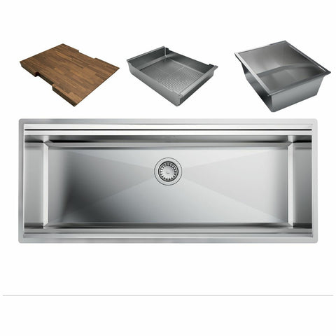 Artinox Layer 104 Workstation Sink - AISI 304 Stainless Steel, 1080mm Wide, Three Mounts - LACCSBR104