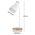 Mercator Billingham Desk Lamp - 1 Pack - Wireless Charging & USB Port - Natural Wood & White - Adjustable Gooseneck - 150mm x 430mm - SuperSaverAU - view 5