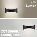 Arlec 8W 240V Black Marina CCT LED Exterior Wall Light, Weather Resistant Hardwired Outdoor ABL410BK