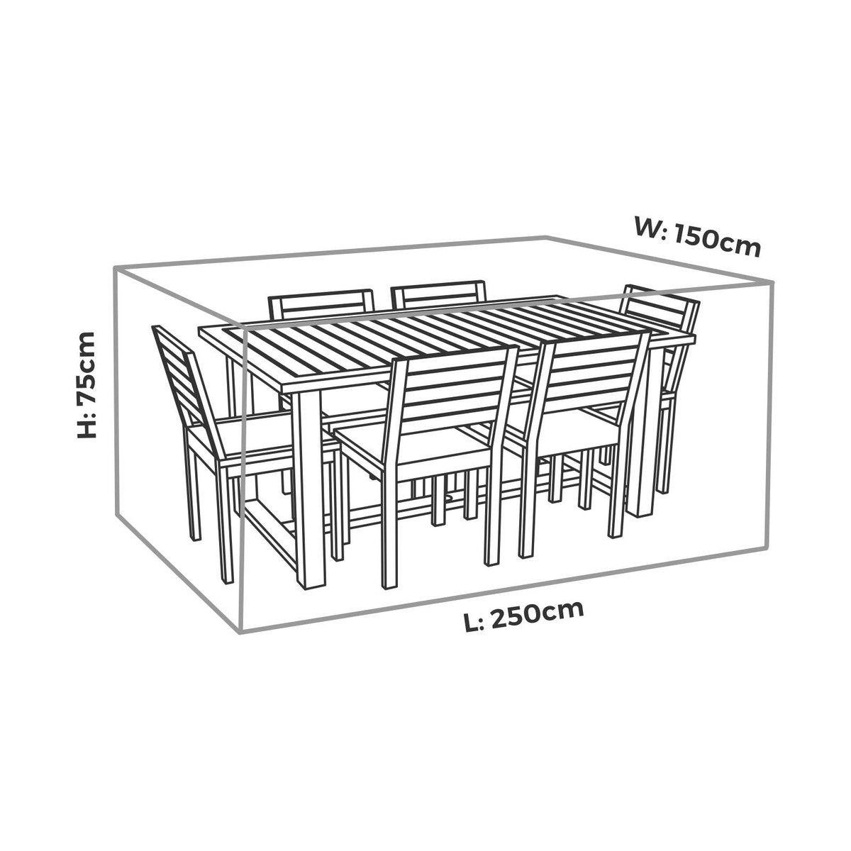 Mojo Medium Rectangle Table and Chairs Outdoor Furniture Cover - 2500mm x 750mm x 1500mm - UV Resistant - Water Repellent - SuperSaverAU - view 3