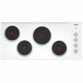 Chef 90cm electric cooktop - 4 solid hotplates, white enamel finish, side controls - CHS942WB