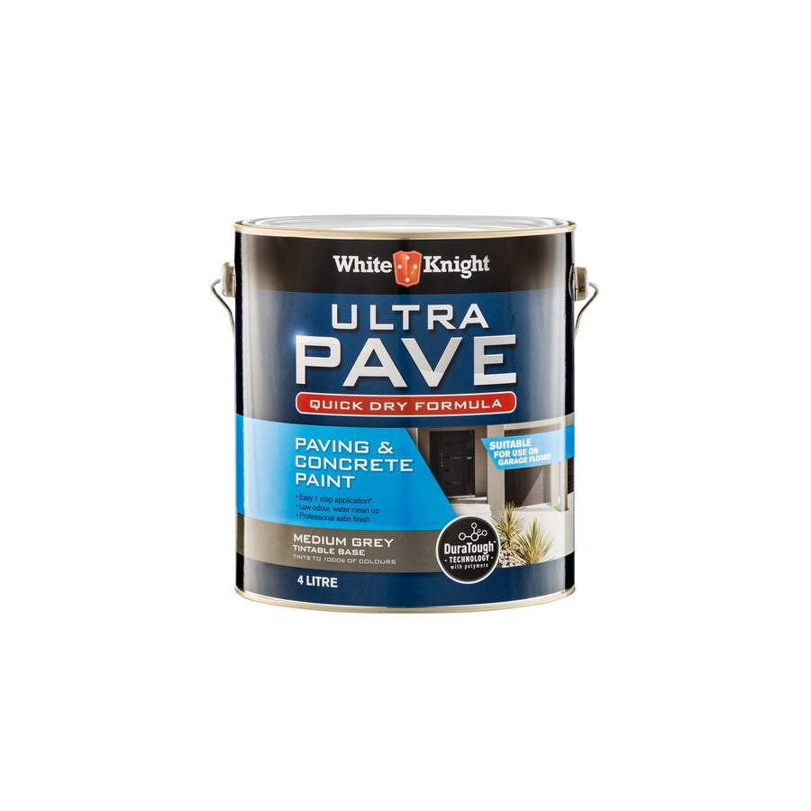 White Knight Ultra Pave 4L Medium Grey Quick Dry Paving & Concrete Paint - Water Based, UV Resistant, Recoat 2hrs