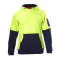 Hard Yakka Yellow/Navy Hi Vis Brushed Fleece Hoodie Size M