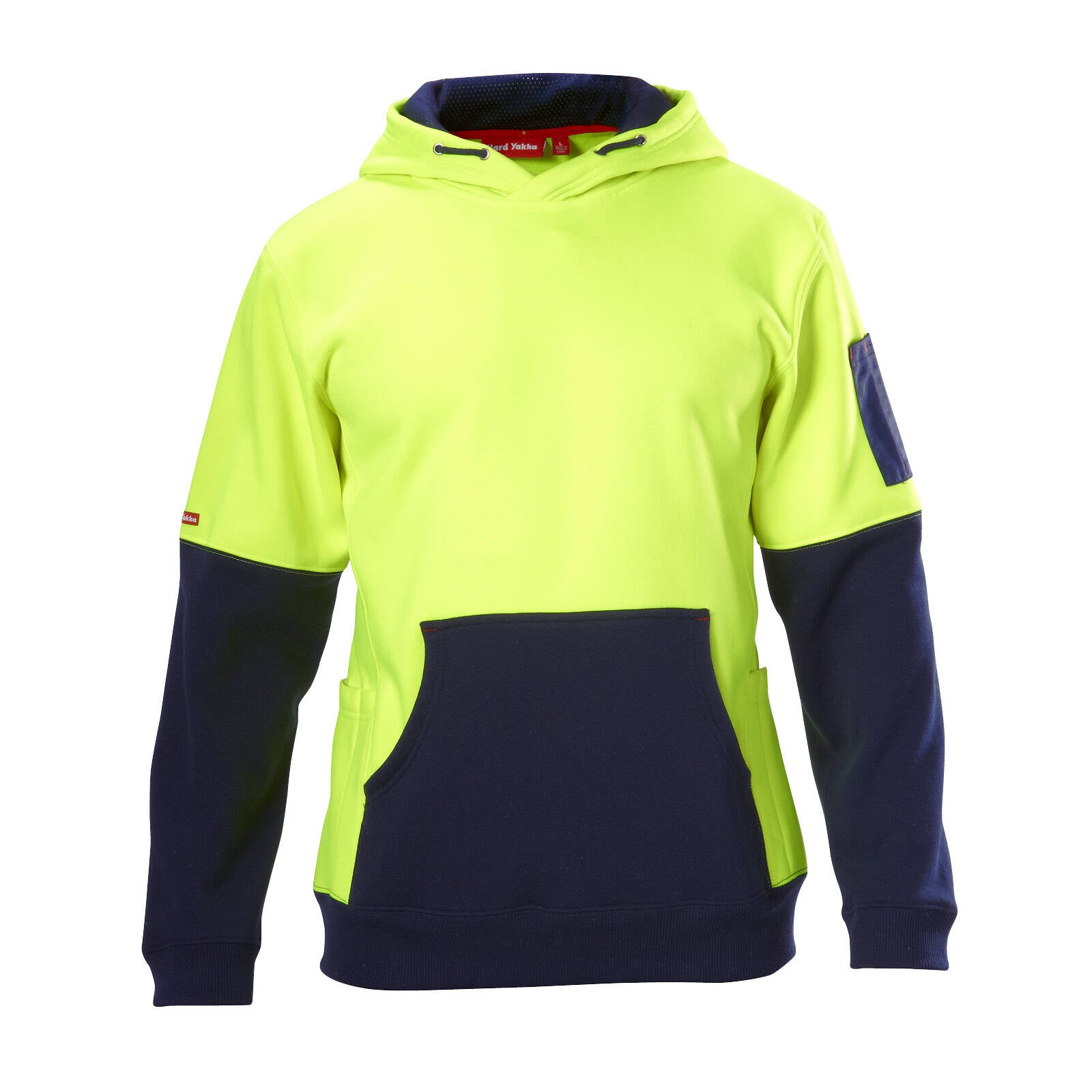 Hard Yakka Yellow/Navy Hi Vis Brushed Fleece Hoodie Size M