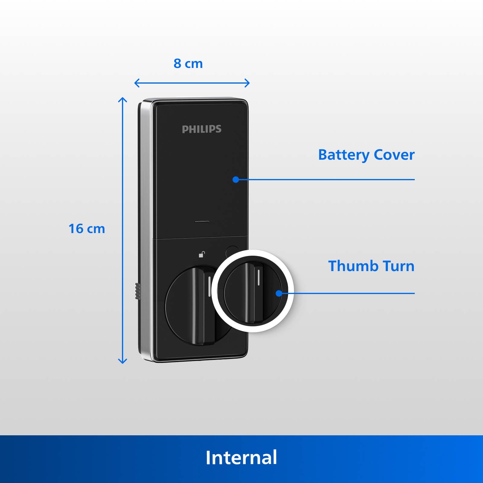 Philips EasyKey Black Fingerprint Deadbolt Door Lock with Mechanical Key DDL210S-1H