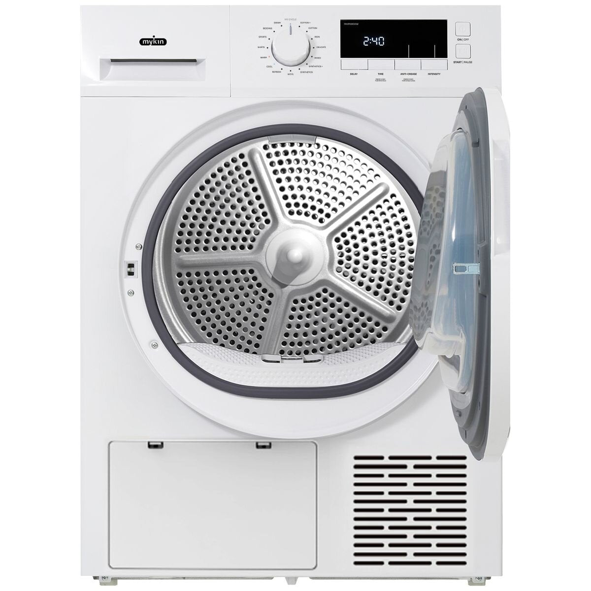 Mykin 8kg Front Load Washer and 8kg Heat Pump Dryer Package - White - 16 Drying Programs - MFLW800WMHPD800W