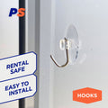 Permastik Medium Suction Hooks - 4 Pack - Clear Plastic - Rental Safe - SuperSaverAU - view 3