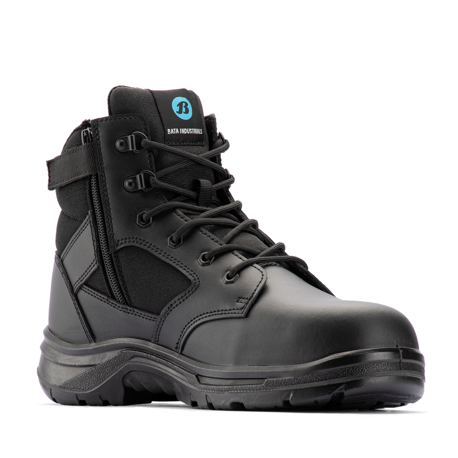 Bata Industrials Black Bobcat Zip Side Safety Boot UK Size 10 - Steel Toe - Slip-Resistant - SuperSaverAU - view 1