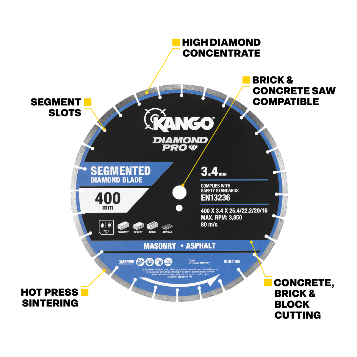 Kango 400mm Segmented Diamond Blade - Concrete, Brick, Asphalt Cutting - SuperSaverAU - view 2