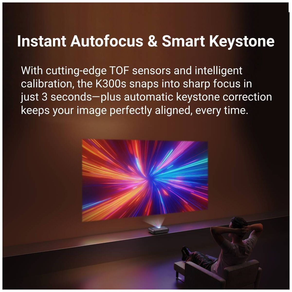 Yaber K300s Ultra Short Throw Projector - Triple RGB Laser, 1080p, Google TV, Black - 24260709014139