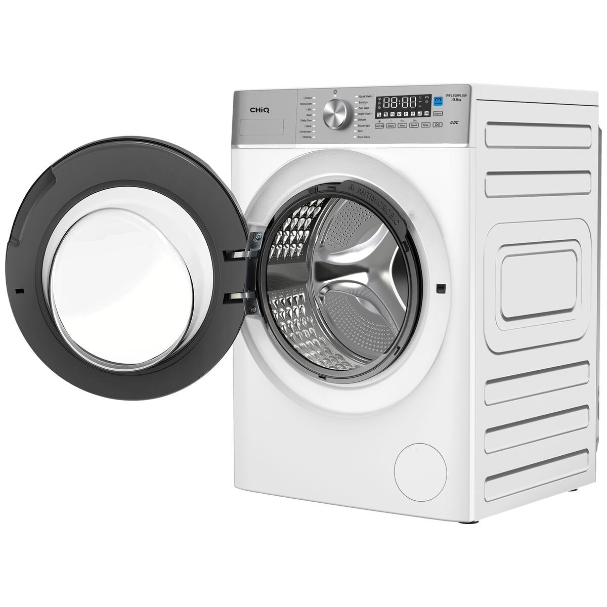 CHiQ 10kg Front Load Washing Machine - 1400rpm Spin, 20 Programs, Steam Wash, Smart Wash - WFL100PLSW
