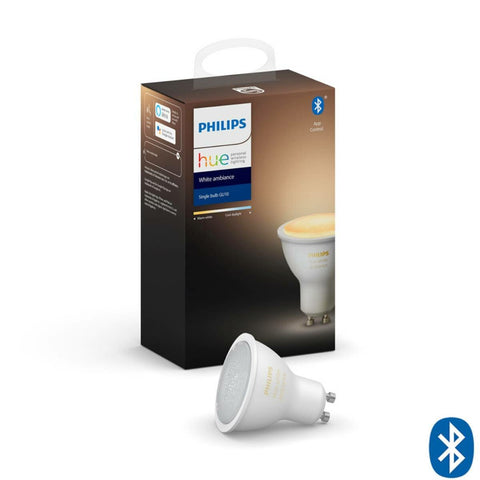 Philips Hue White Ambiance GU10 Bulb with Bluetooth - 5.5W, 250lm, Dimmable - HUEWCAGU10BT