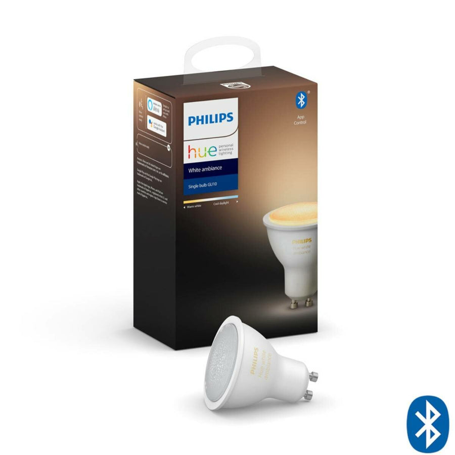 Philips Hue White Ambiance GU10 Bulb with Bluetooth - 5.5W, 250lm, Dimmable - HUEWCAGU10BT
