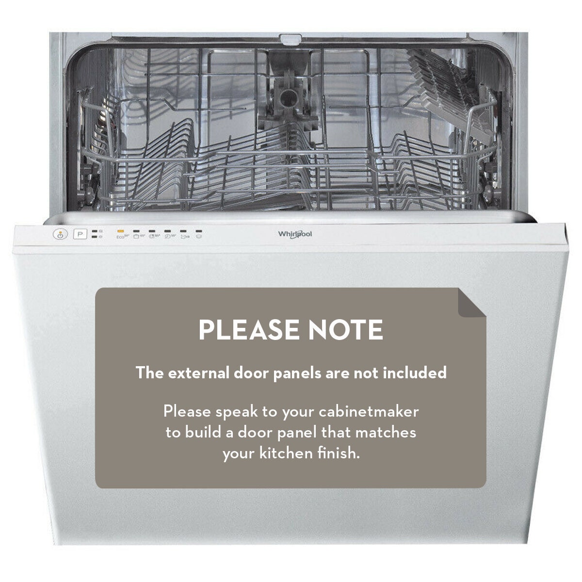 Whirlpool 60cm Fully Integrated Dishwasher - 14 Place Settings, 6th Sense, Flexi-Space Racks - WIE2C19AUSA