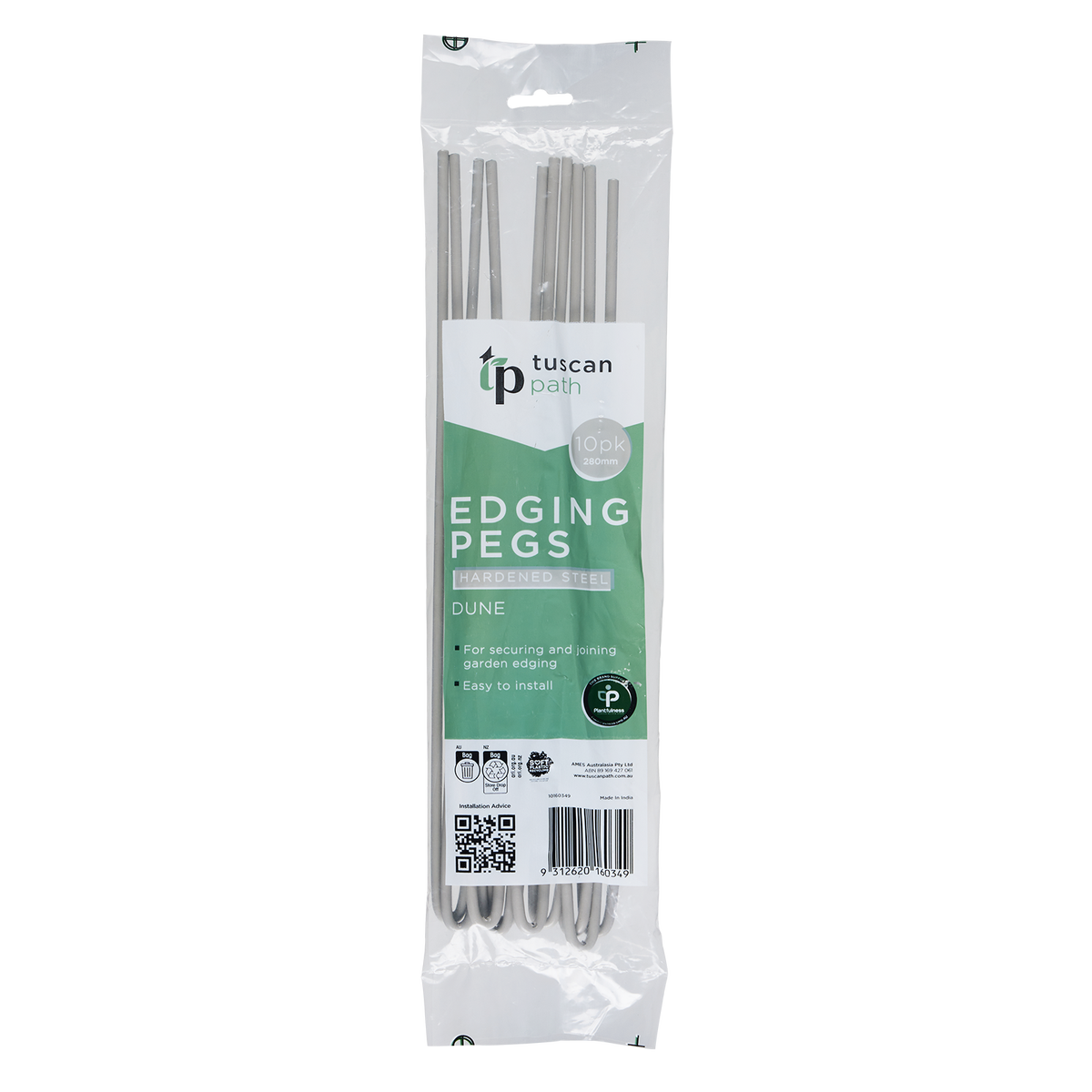 Tuscan Path Garden Edging Pegs - 280mm - Dune - 10 Pack - Steel - Durable - SuperSaverAU - view 1