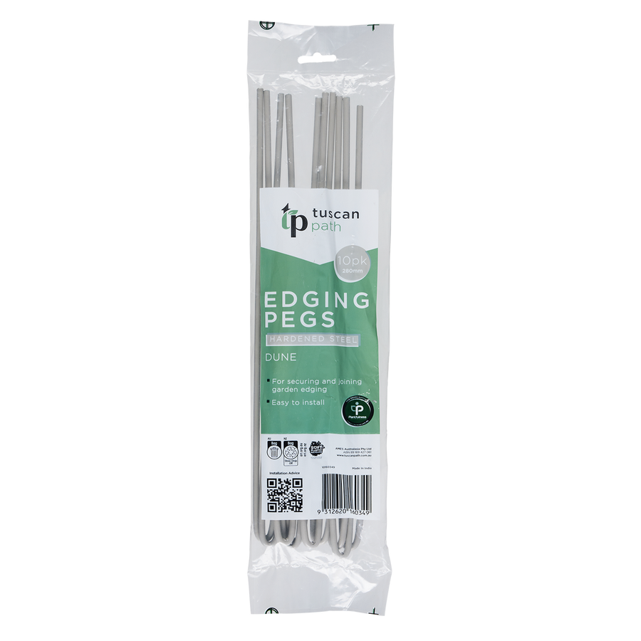 Tuscan Path Garden Edging Pegs - 280mm - Dune - 10 Pack - Steel - Durable - SuperSaverAU - view 1