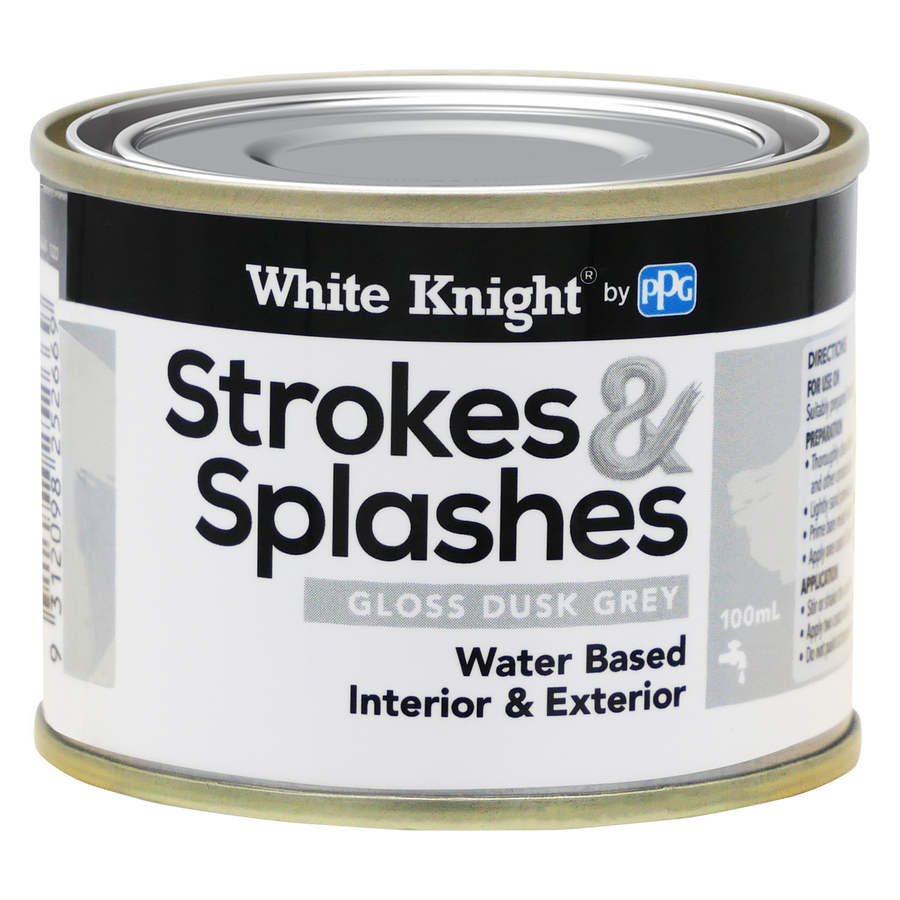 White Knight Dusk Grey 100ml Strokes and Splashes Paint Water Based - SuperSaverAU - view 1