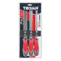 Trojan 3 Piece File Set 200mm Flat, Half Round and Round in Hardened Steel