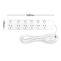 Arlec White 6 Outlet Powerboard 1.8m - Individually Switched - Overload Protection - SuperSaverAU - view 4