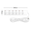 Arlec 6 Outlet Individually Switched Powerboard 1.8m White with Overload Protection PB66B-L