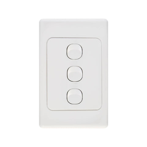 Deta Triple Vertical Switch - 3 Gang - Polycarbonate - Standard Design - SuperSaverAU - view 1