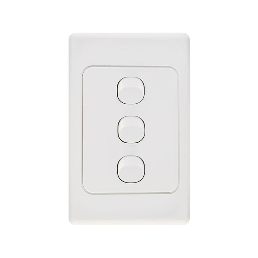 Deta Triple Vertical Switch - 3 Gang - Polycarbonate - Standard Design - SuperSaverAU - view 1