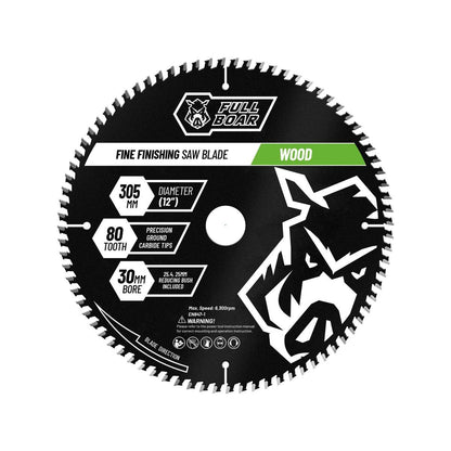Full Boar 305mm 80t Mitre Saw Blade - Precision Cutting - Durable Steel