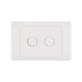 DETA White Double Switch - 2 Gang Polycarbonate Horizontal 240V