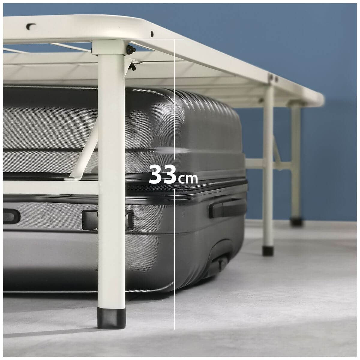 Zinus Single Smart Base Folding Bed Frame - Beige Steel, 33cm Under-Bed Clearance - AU-SBBK-14BG-S
