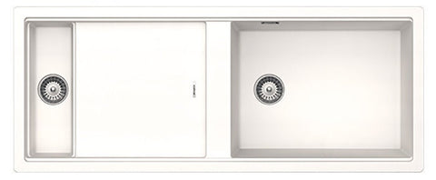Abey Schock Preparation Station Double Bowl Topmount Sink - White Cristadur - 1140mm Wide - PD150W