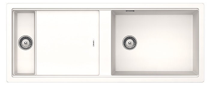 Abey Schock Preparation Station Double Bowl Topmount Sink - White Cristadur - 1140mm Wide - PD150W