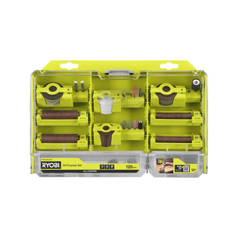Ryobi 120 Piece All Purpose Rotary Tool Accessory Set - 55mm x 1mm x 101mm - Versatile Cutting, Polishing, Grinding - SuperSaverAU - view 1