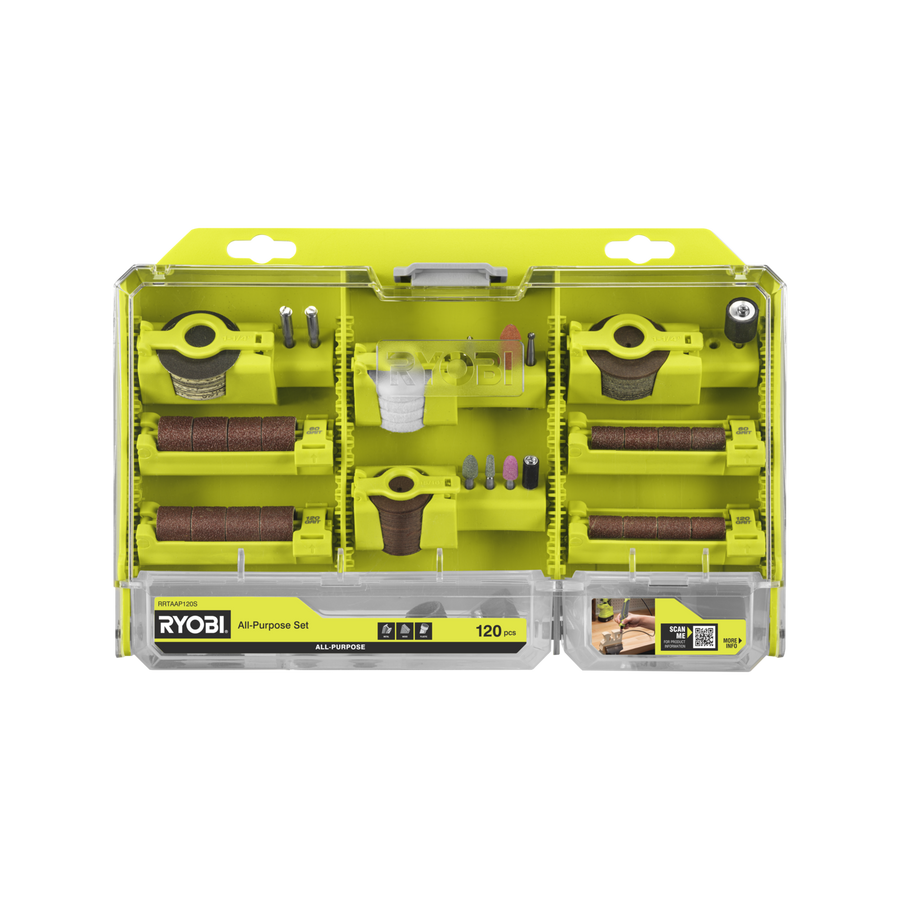 Ryobi All Purpose Rotary Tool Accessory Set - 120 Piece (Cut, Sand, Grind, Polish)