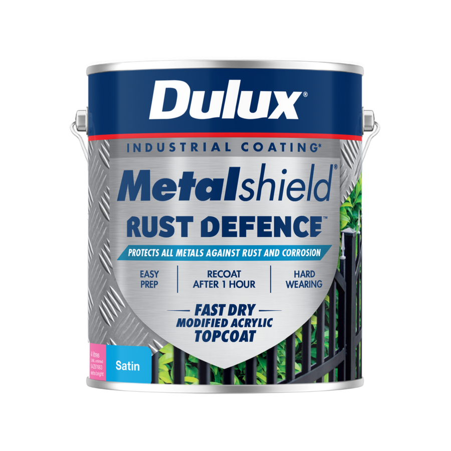 Dulux Extra Bright Base Satin Metalshield Rust Defence 4L - 176mm x 193mm - Fast Drying, Rust Protection - SuperSaverAU - view 1