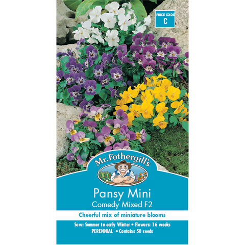 Mr Fothergill Mini Pansy Flower Seeds - 16 Weeks - Frost Hardy - Edible - SuperSaverAU - view 1