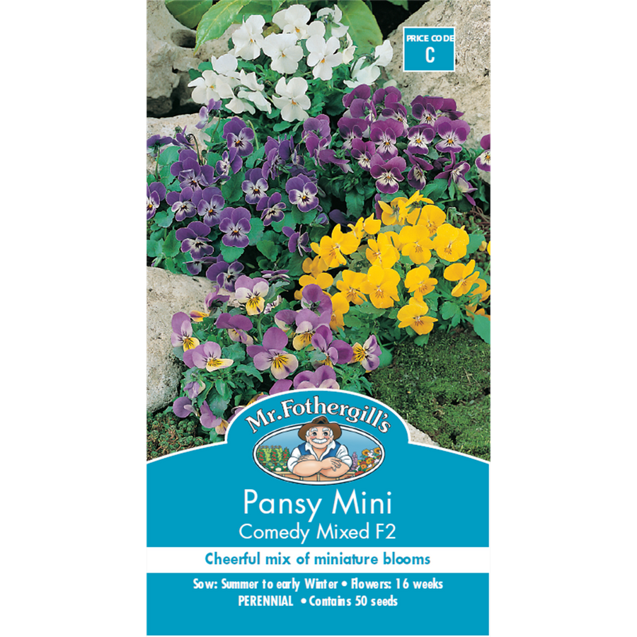 Mr Fothergill Mini Pansy Flower Seeds - 16 Weeks - Frost Hardy - Edible - SuperSaverAU - view 1