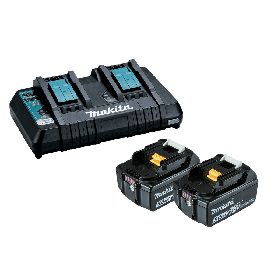 Makita Dual Port Charger - 2 x 5Ah - Plastic - Fast Charging - SuperSaverAU - view 1