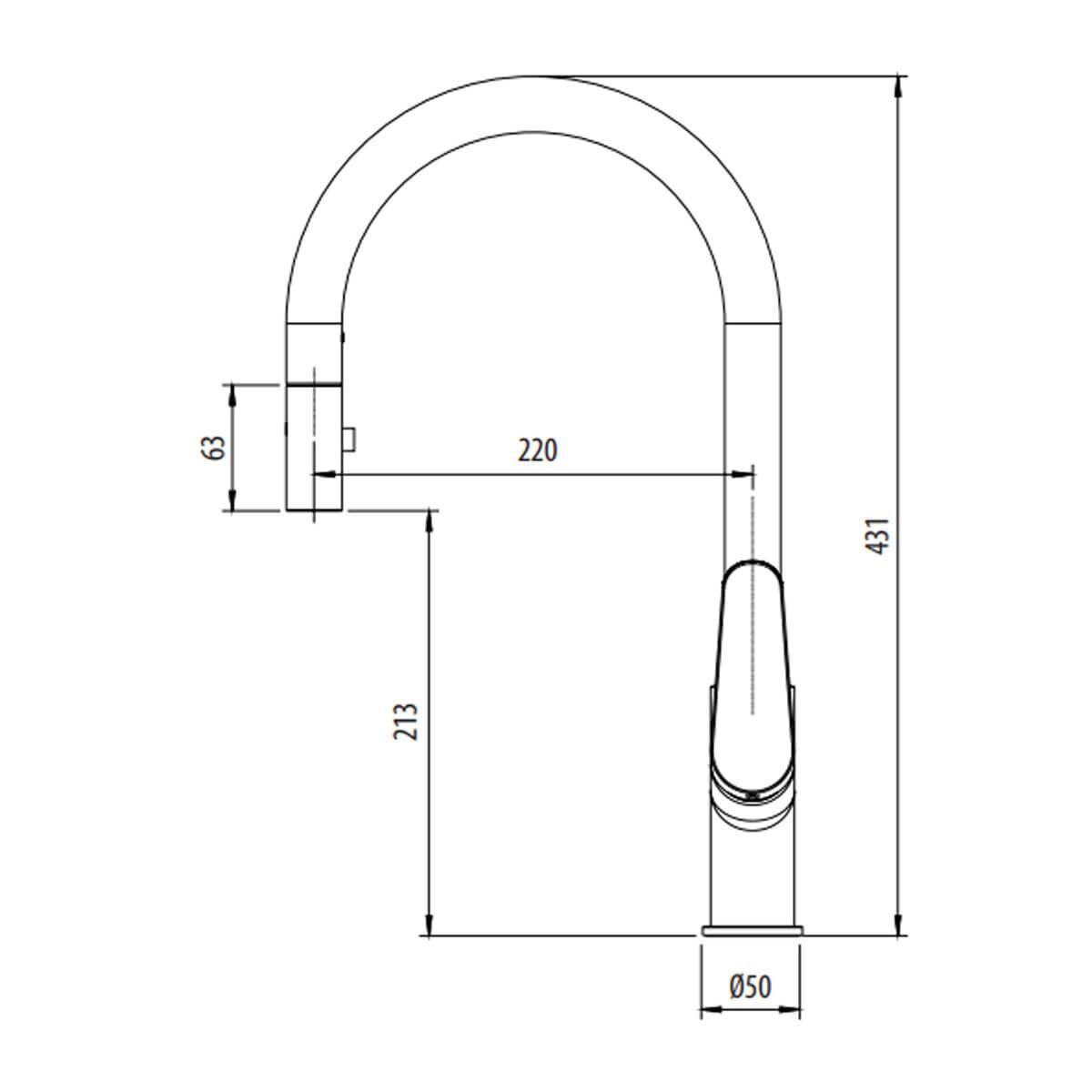 Oliveri Verona pull out gooseneck mixer tap - Satin White - WELS 6 star - VA306507WH-P