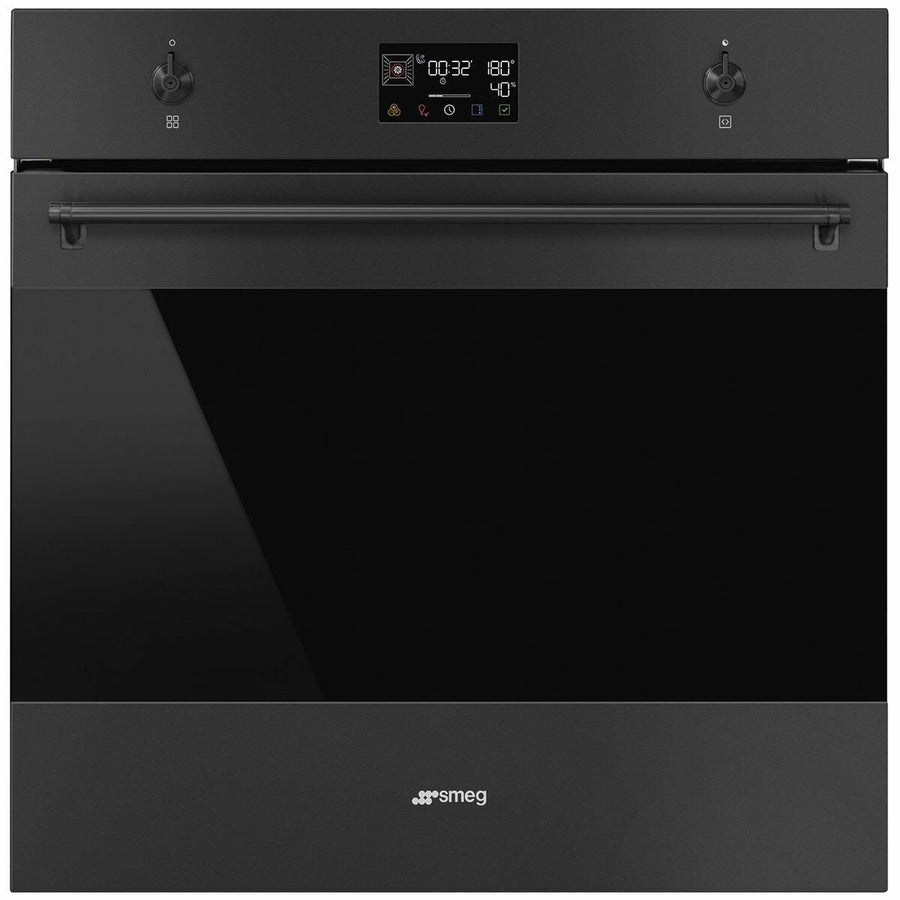 Smeg 60cm Pyrolytic Combi Steam Oven - Matte Black, Air Fry, ActiveVent, EvoScreen LCD - SOPA6302S2PN