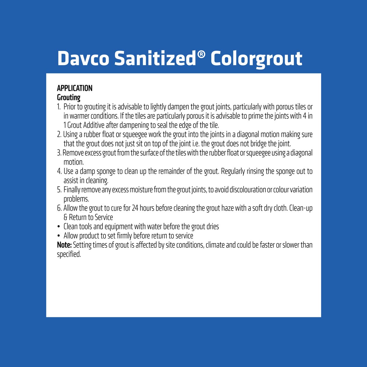 Davco Sanitized Colorgrout - 1.5kg Black - Cement Based Grout for Tiles - SuperSaverAU - view 4
