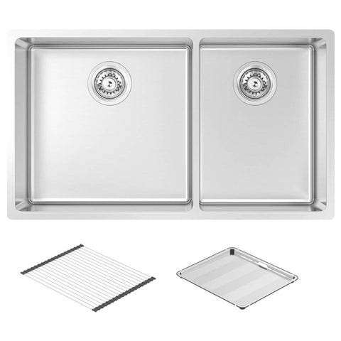 Abey Montego 1 and 3/4 bowl sink pack - 1mm stainless steel, topmount or undermount - MOA420DA