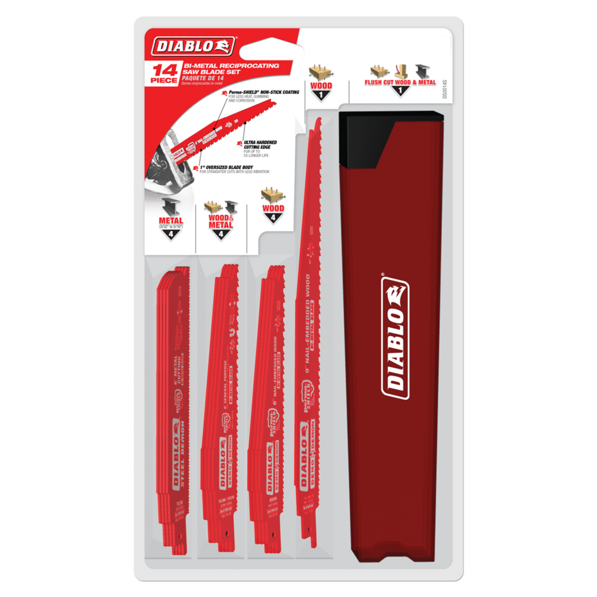 Diablo Bi-Metal Reciprocating Blade Set 14 Piece for Nail-Embedded Wood & Metal