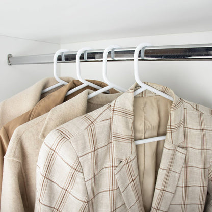 Practa White Heavy Duty Plastic Tube Clothes Hangers 15 Pack - 445mm x 215mm - Anti-Slip Notches - Extra-Wide Design